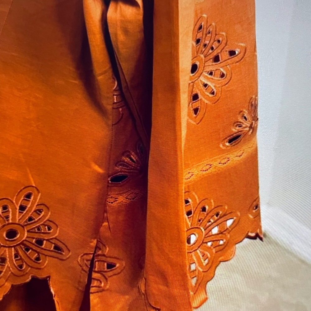 Rust Orange Embroidered Three-Piece Set - Picture 8 of 16